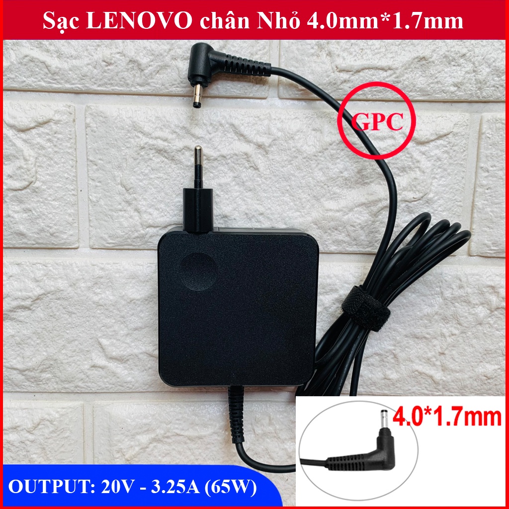 Sạc Laptop Lenovo 20V 3.25A Củ hình Vuông / Củ Hình Chữ Nhật chân nhỏ kích thước chân 4.0mm*1.7 mm