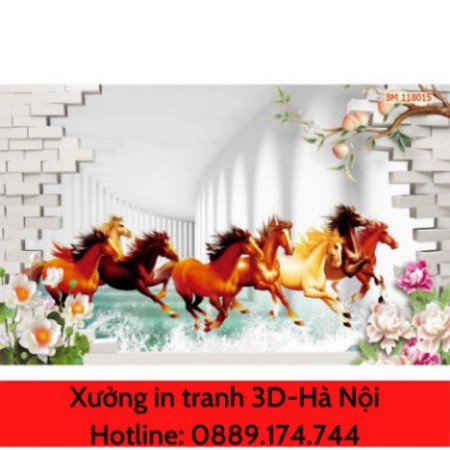 [Giá tại xưởng] Tranh dán tường 3D mã đáo thành công Zalo : 0967.959.399 o889.174.744