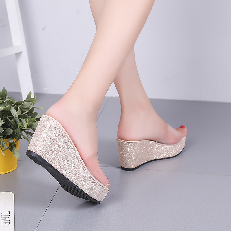 Dép Đế Xuồng Quai Ngang Trong Suốt Chống Trượt Thời Trang Mùa Hè Cho Nữ