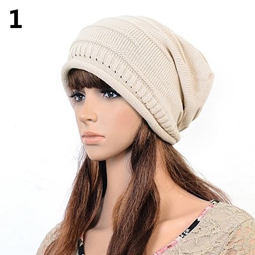 Mũ beanie len đan móc kiểu dáng thường ngày giữ ấm vào mùa đông dành cho nữ