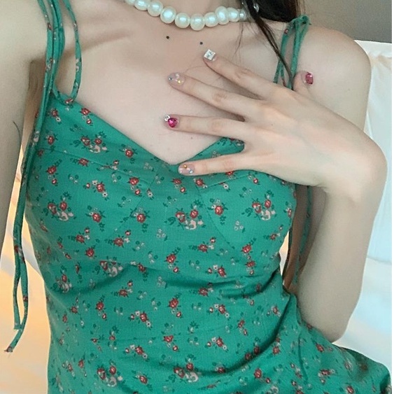 Đầm Hai Dây Dáng Chữ A Đính Nơ In Họa Tiết Thời Trang Mùa Hè Quyến Rũ Cho