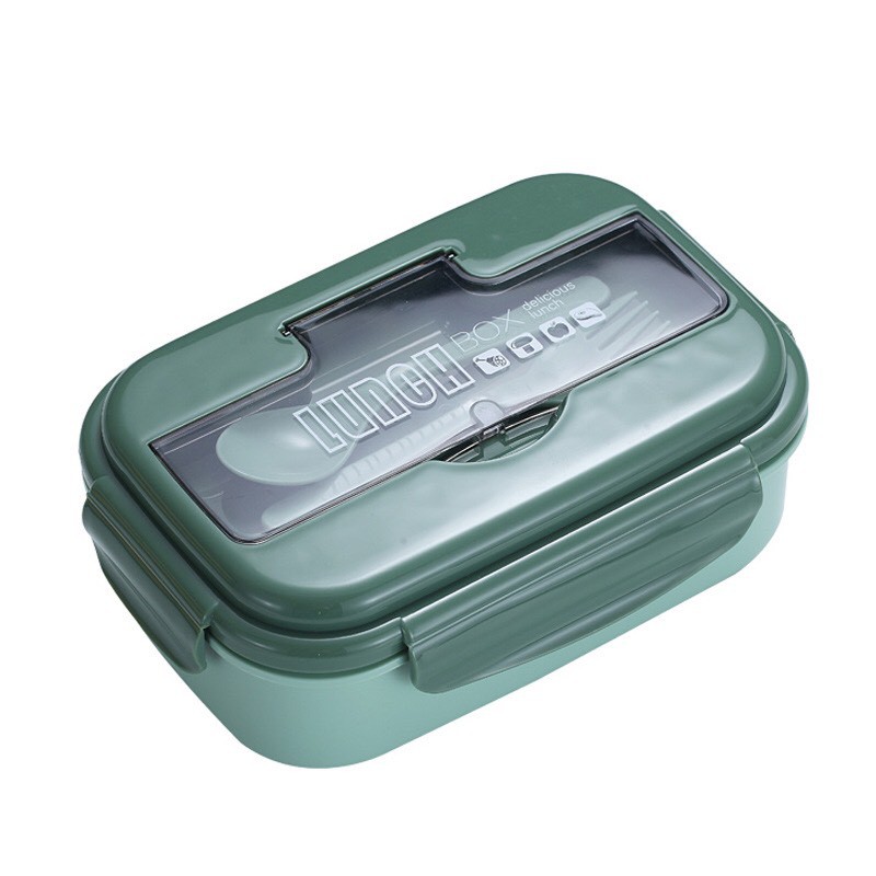 Hộp cơm giữ nhiệt văn phòng 2 ngăn 1100ml kèm dĩa thìa hộp cơm hâm nóng trong lò vi sóng | BigBuy360 - bigbuy360.vn