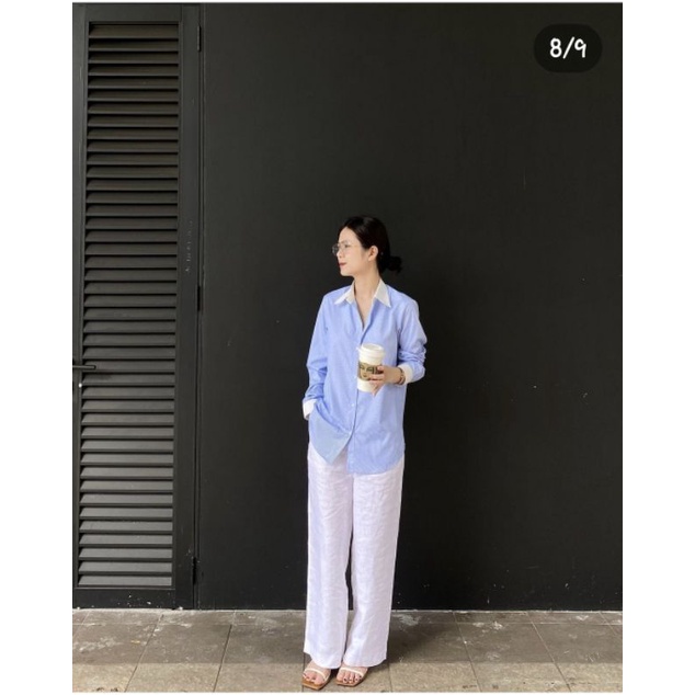Quần suôn ống rộng Linen