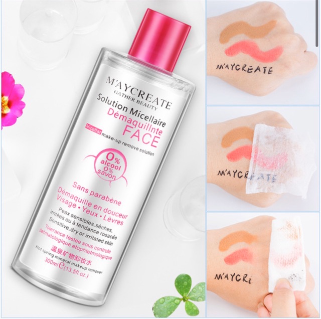 Nước Tẩy Trang Maycreate Gather Beauty 300ml Sạch Sâu, Dưỡng Ẩm Nhẹ Nhàng, Tẩy Trang Mặt, Môi, Mắt Chính Hãng