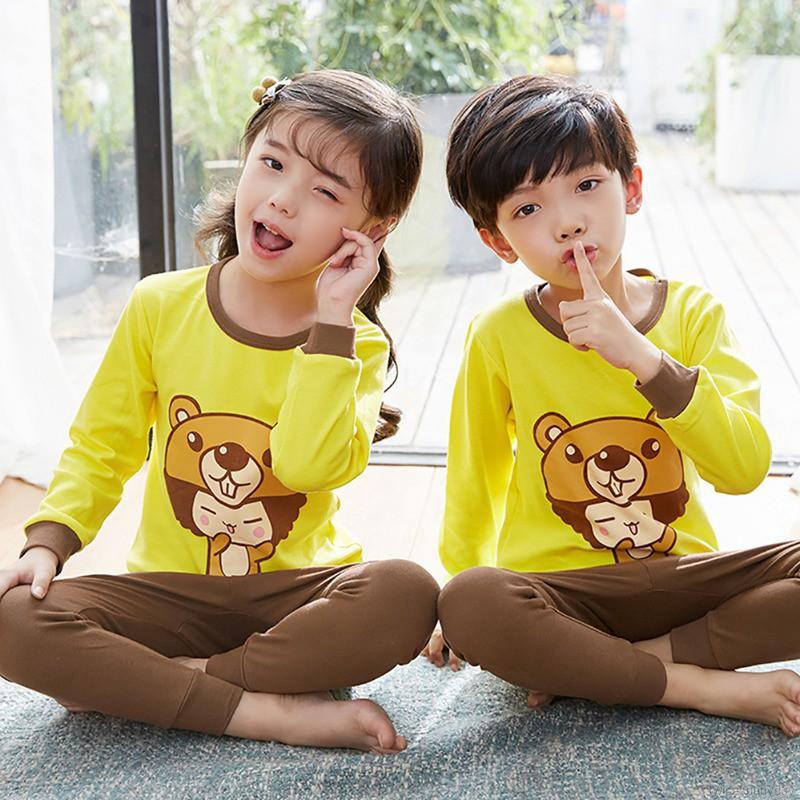 Bộ đồ ngủ dài in hoạt hình dễ thương cho bé