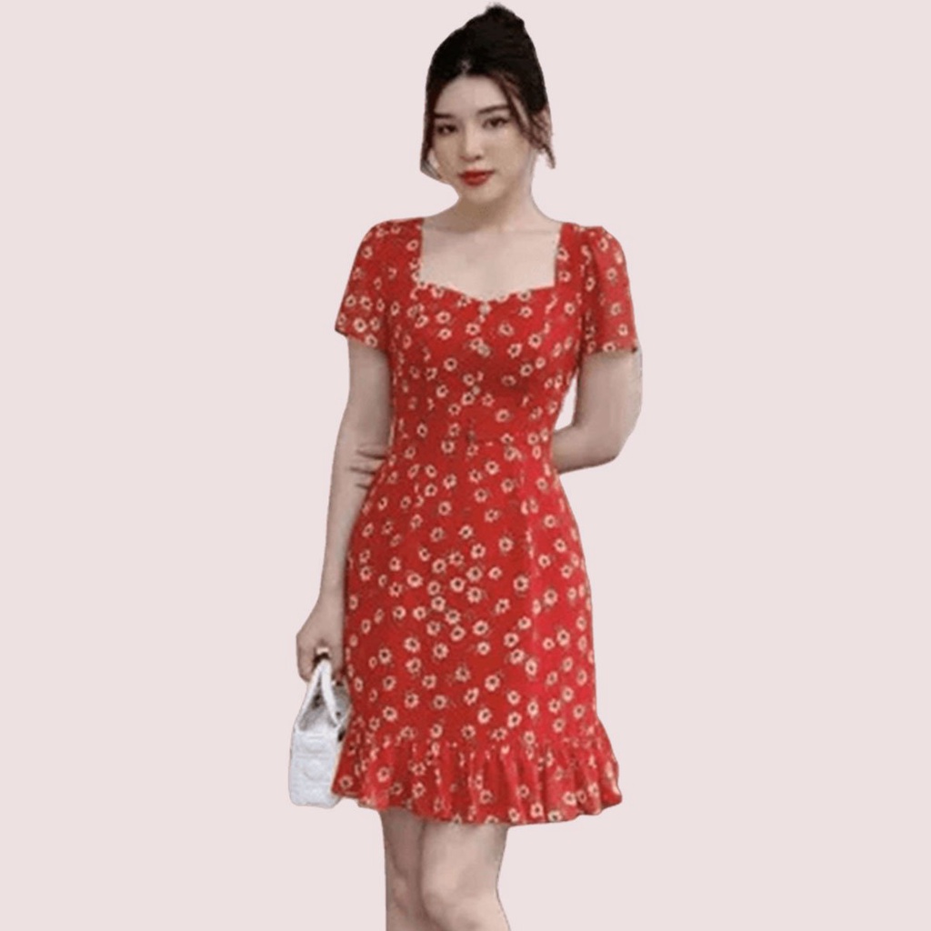 Váy Hoa Nhí Vintage YMOVA Đầm Dự Tiệc Cưới Nữ Vải Voan Dáng Dài thiết kế kiểu Hàn Quốc cao cấp, đi chơi công sở HP21