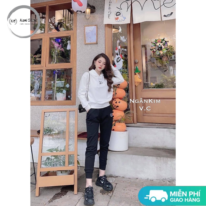 Set đồ nữ BT59, bộ thu đông nữ dài tay nữ có mũ form chuẩn mẫu, mặc nhà dạo phố chất vải umi hàn QC mềm