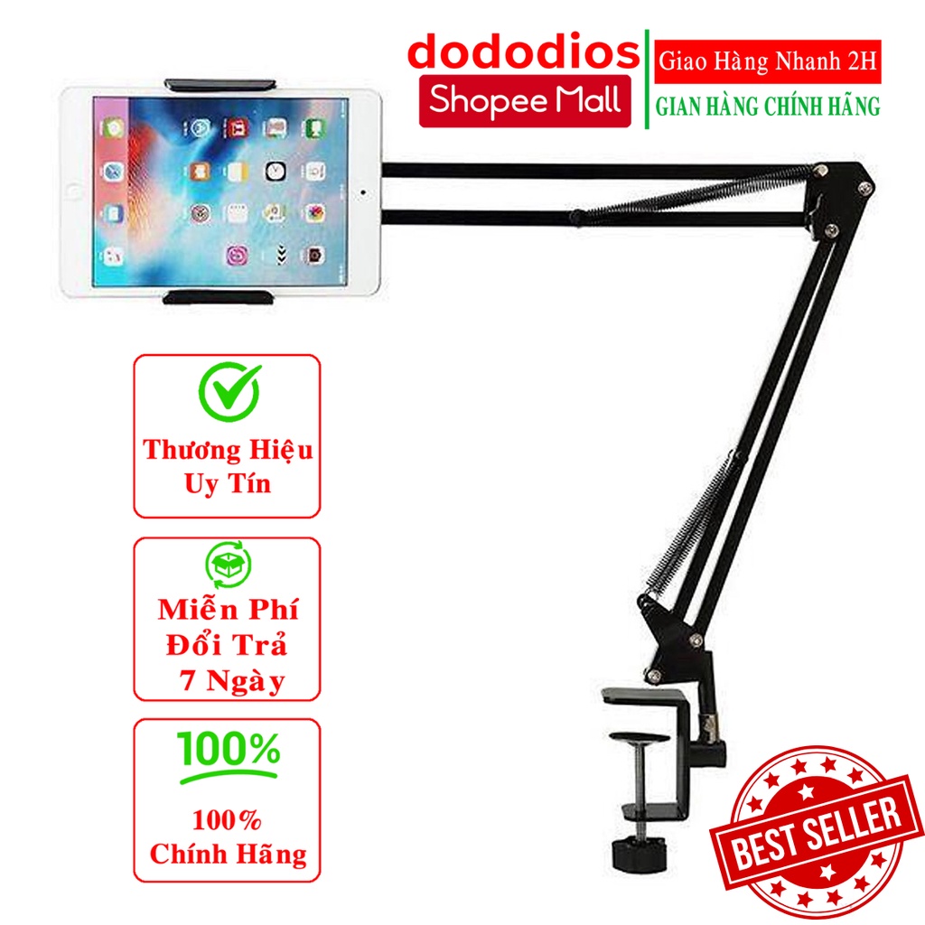 [Chính hãng] giá đỡ ipad điện thoại, máy tính bảng, kẹp đầu giường, cạnh bàn đa năng xoay 360 độ Hãng dododios