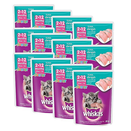 (Combo 12 Gói) Pate Cho Mèo Con Whiskas Vị Cá Ngừ Dạng Túi (85g) - Pate cho mèo-Thức ăn cung cấp đầy đủ chất dinh dưỡng