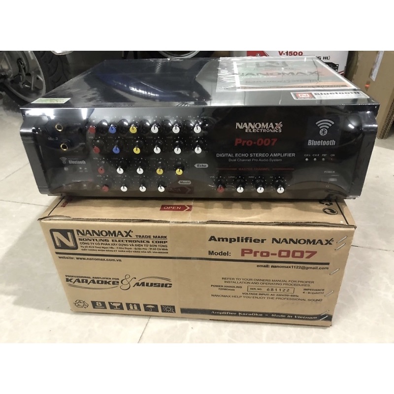 Amply Nanomax Pro007 - âmly nghe nhạc, hát karaoke 8 sò hay, có bluetooth - hàng chính hãng