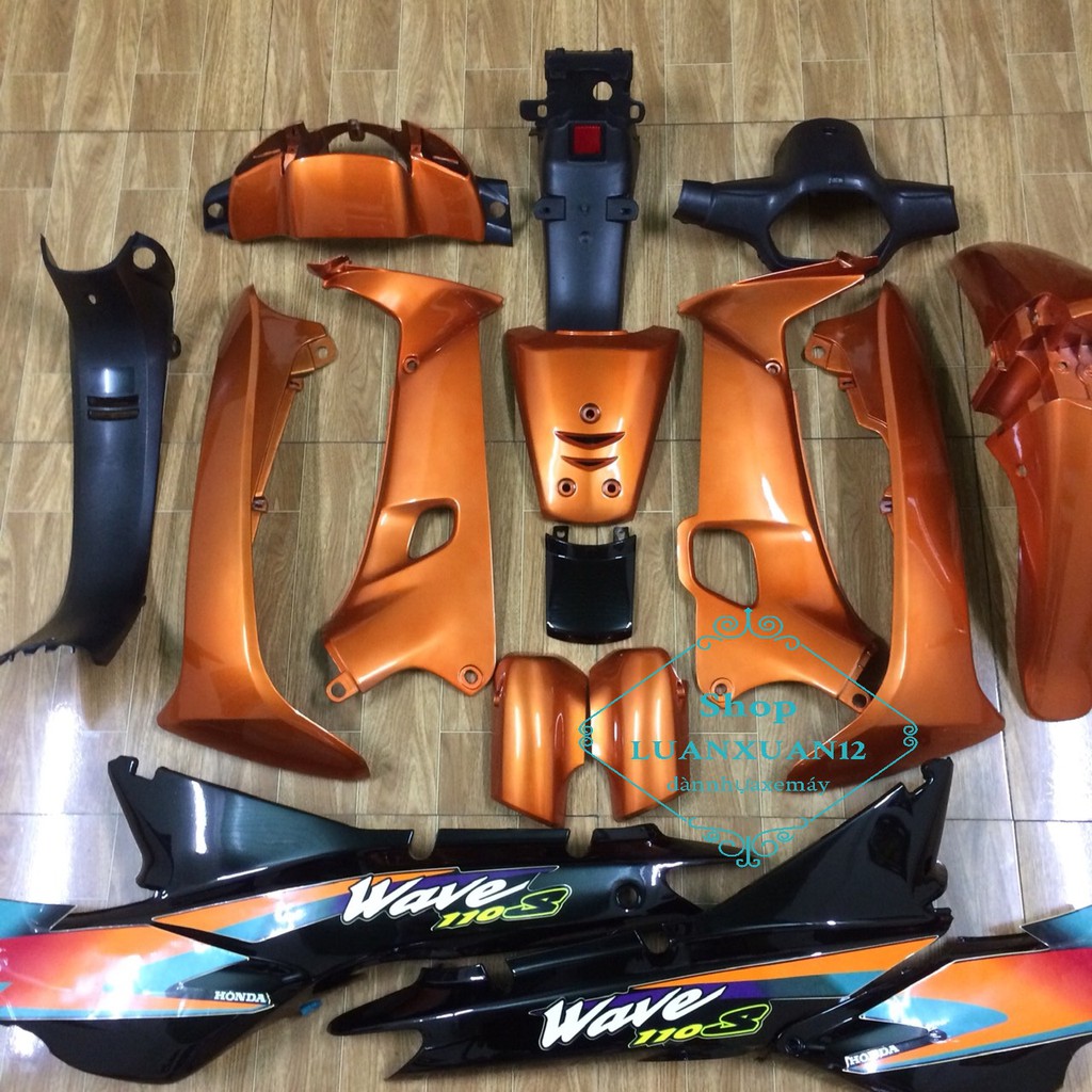 Dàn áo xe Wave --WAVE ZX -Wave alphaMÀU CAM   wave nhỏ 110 - wave 1 bóng - wave đời 2002 đến 2006 MÀ
