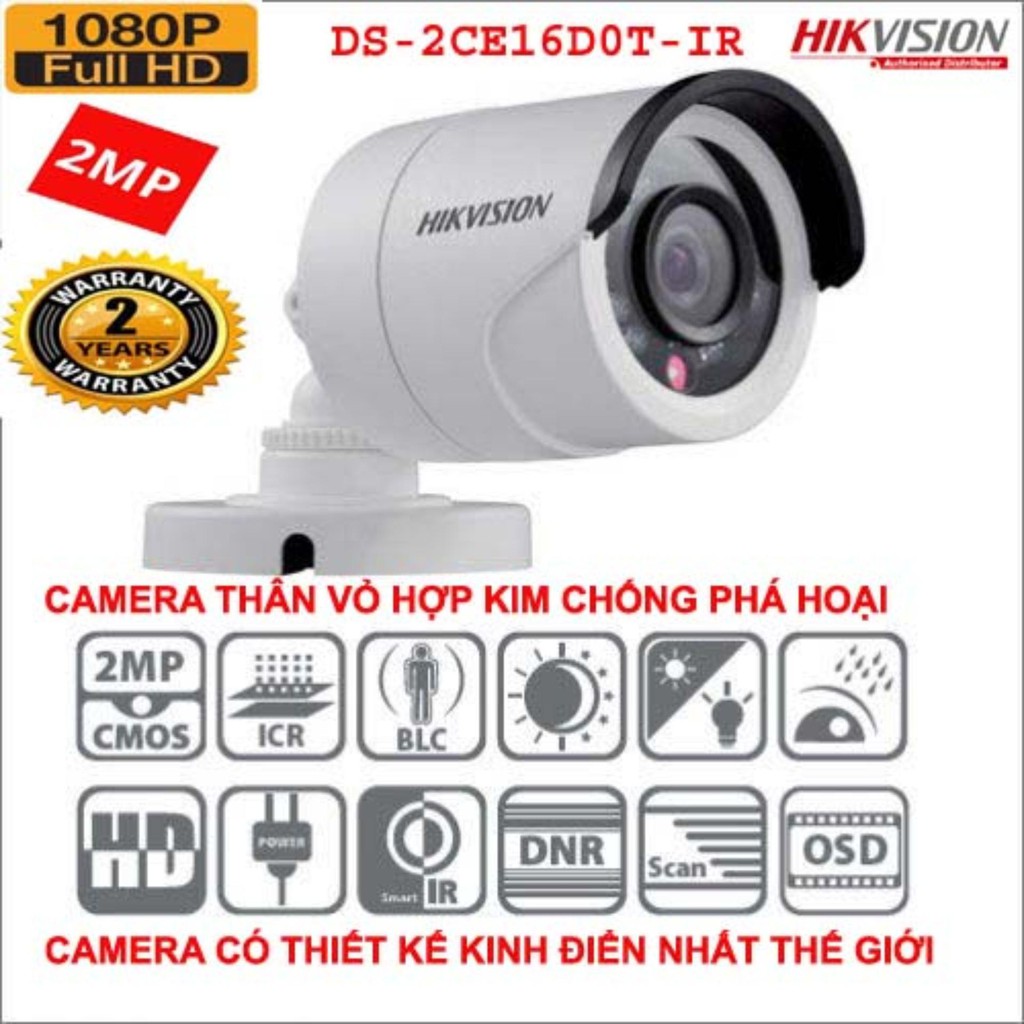 Camera Hikvision DS-2CE16D0T-IR Full HD1080P IR (vỏ kim loại) | BigBuy360 - bigbuy360.vn