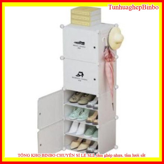 Tủ giày dép nhựa ghép đa năng 8 Ô Đứng Loại Mới
