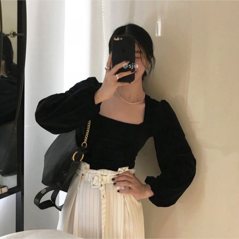 Áo kiểu nữ, áo nhung tay dài nữ tính chất vải nhung mịn sang chảnh - 25 store