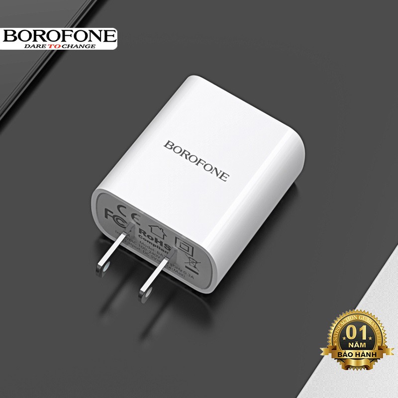 Củ sạc Borofone BA20 cổng USB 2.1A (Màu trắng)