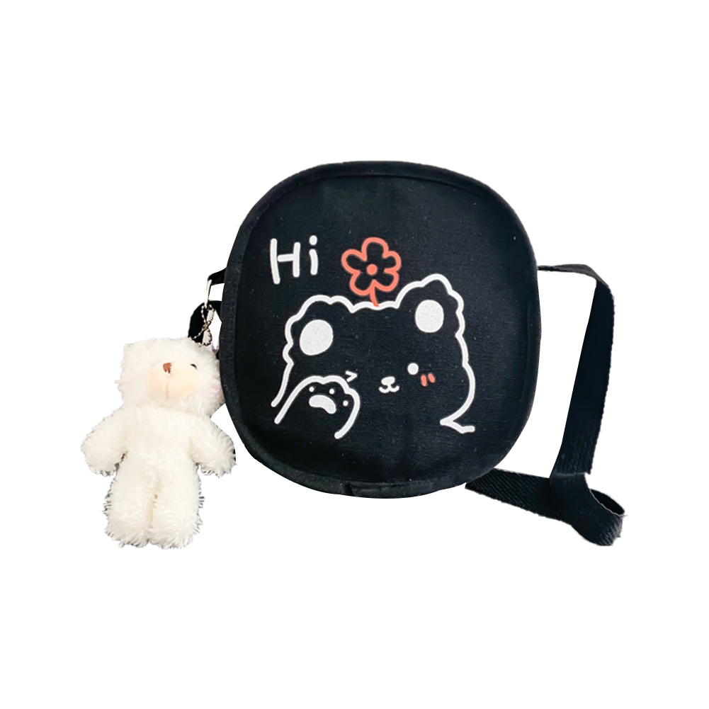 Túi đeo chéo vai bằng vải canvas hình tròn cỡ nhỏ thời trang cho nữ