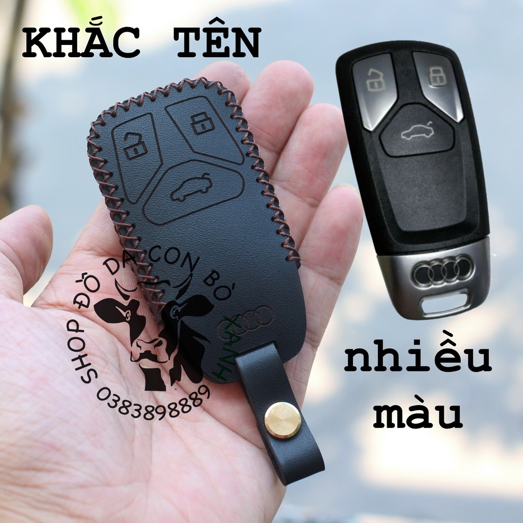 Bao da chìa khoá Audi A3, A4, A5, A6, A7, A8, A4L, A6L, Q5, Q7 handmade da thật 003