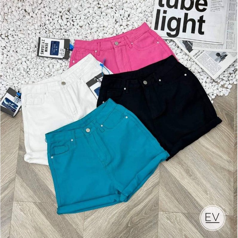 Quần sooc jeans trơn kèm đai hàng QCL1