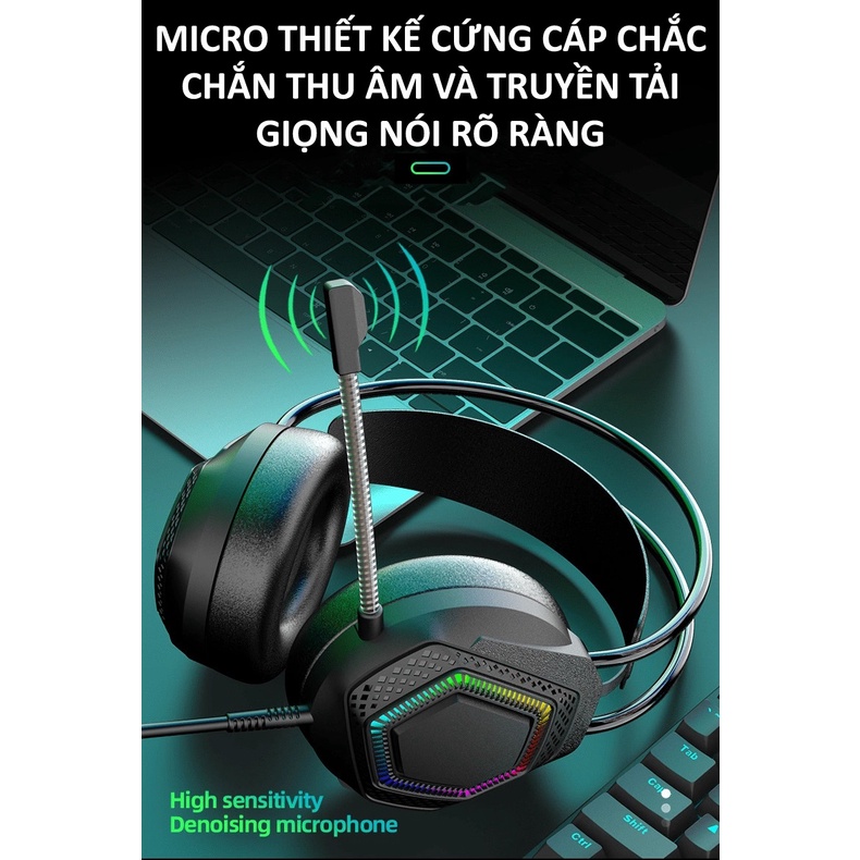 Tai nghe AK5 chuyên game âm thanh sống động có đèn LED 7 màu kèm mic dành cho game thủ