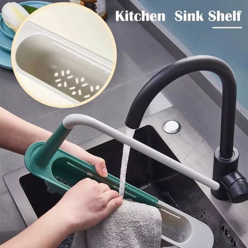 Kệ Giá Đựng Đồ Rửa Chén Bát Kèm Thanh Treo Khăn Lau Tiện Lợi Kệ Gắn Bồn Rửa Chén