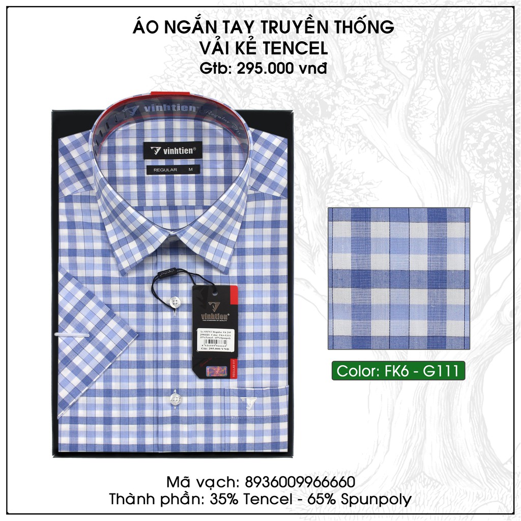 Áo Sơ Mi Ngắn Tay Sọc Caro Vạt Bầu Vĩnh Tiến 295 | BigBuy360 - bigbuy360.vn