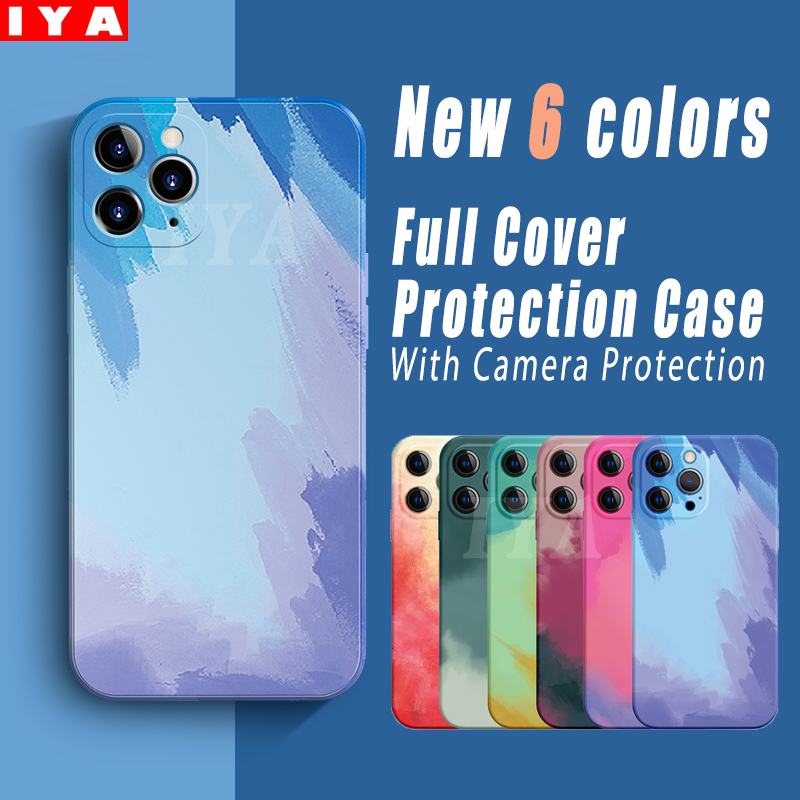 Ốp điện thoại bảo vệ camera phong cách màu nước thời trang cho IPHONE 6S 7 8 PLUS XR XS MAX