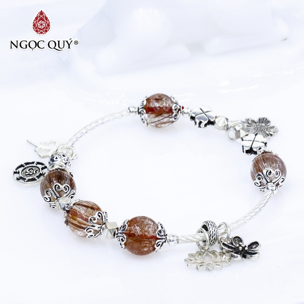 Vòng TA tóc đỏ phối charm bạc - Ngọc Quý