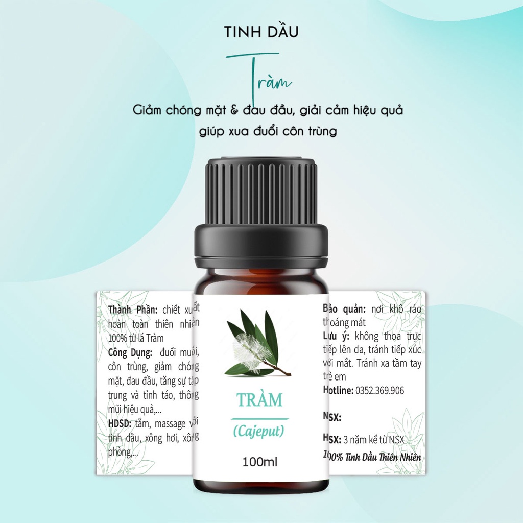 Tinh dầu Tràm nguyên chất 100ml, giữ ấm cho bé, đuổi muỗi, côn trùng.