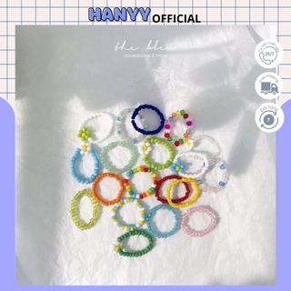 Nhẫn hạt cườm nhiều màu pastel handmade, nhẫn hoa cúc daisy handmade