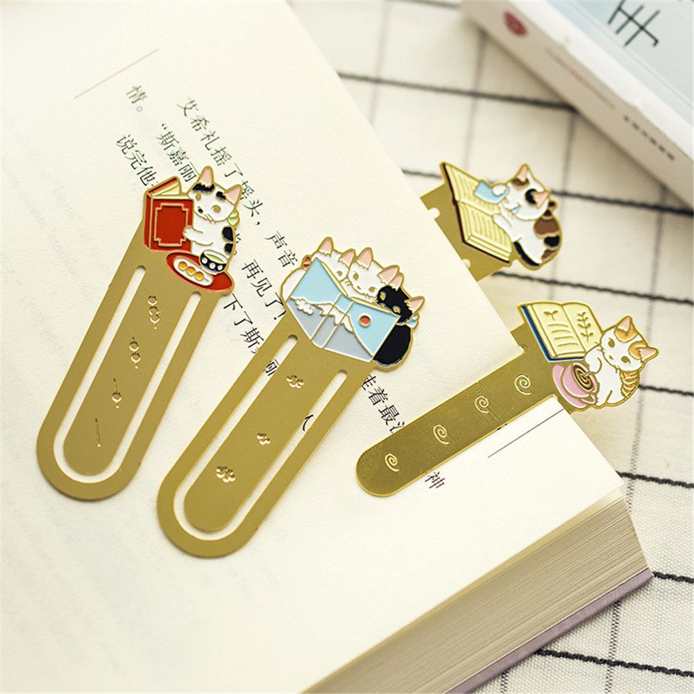 Bookmark Kim Loại Mèo Lười Đọc Sách