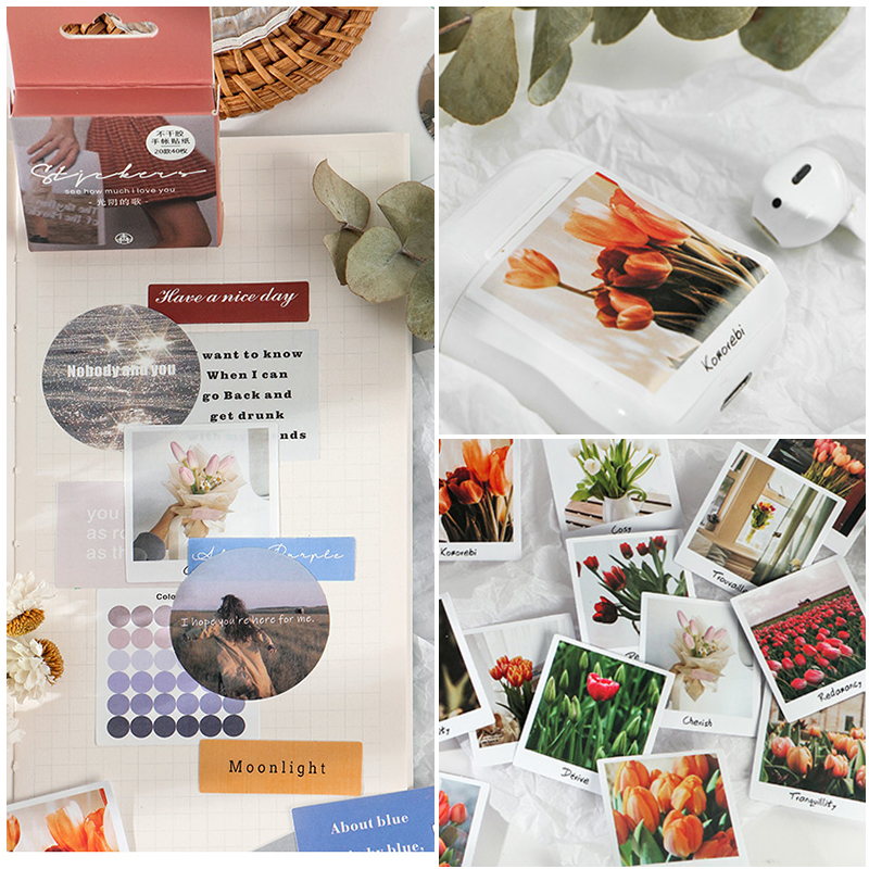 Bộ 40 miếng dán trang trí sổ lưu bút nhiều họa tiết dễ thương tùy chọn