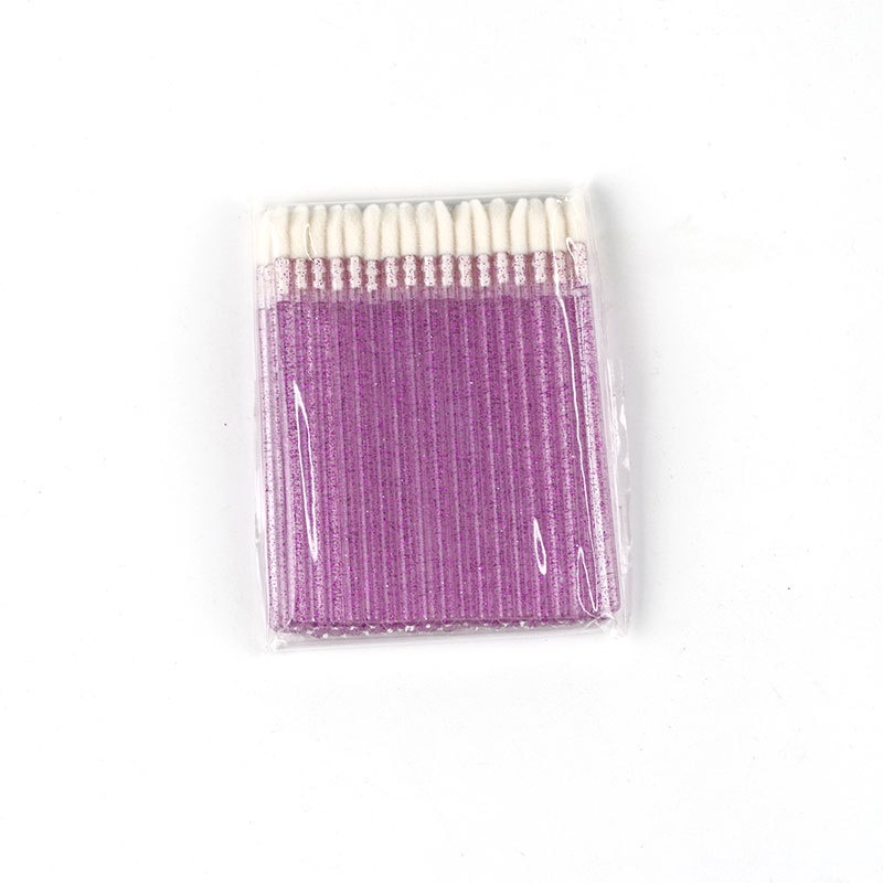 Túi tăm bông đầu to thân kim tuyên đẹp dùng để vệ sinh mi mắt trong và sau quá trình nối uốn mi. Túi 50 que