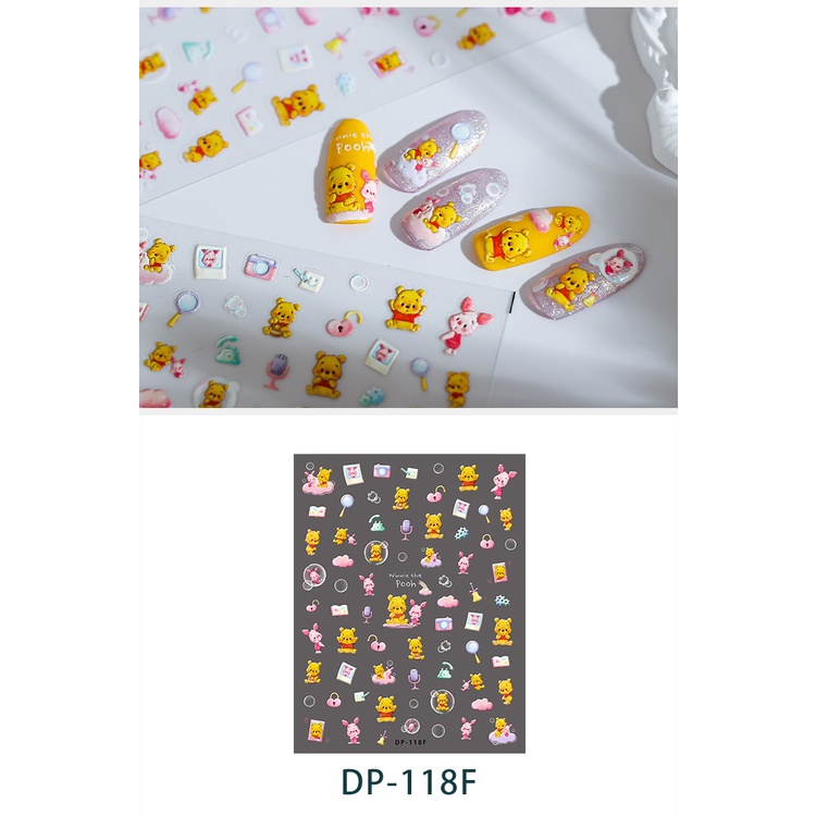 Miếng Dán Trang Trí Móng Tay In Nổi Hình Winnie the Pooh Hổ Độc Đáo