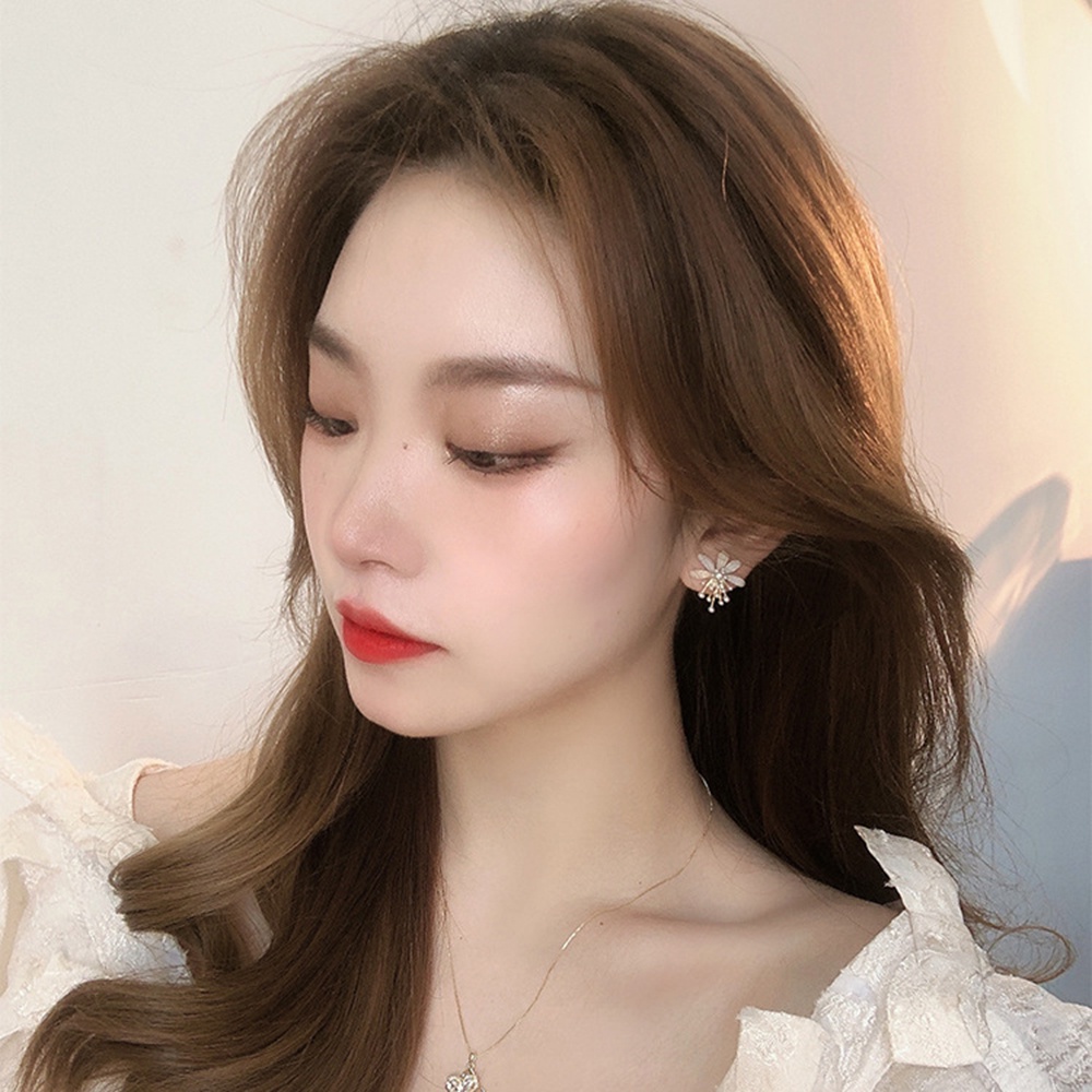 Bông Tai Hình Hoa Đính Ngọc Trai Sang Trọng Thời Trang Dự Tiệc Cho Nữ