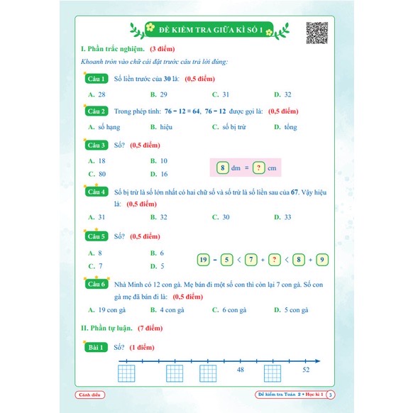 Sách - Đề Kiểm Tra Toán và Tiếng Việt Lớp 2 - Cánh Diều - Học Kì 1