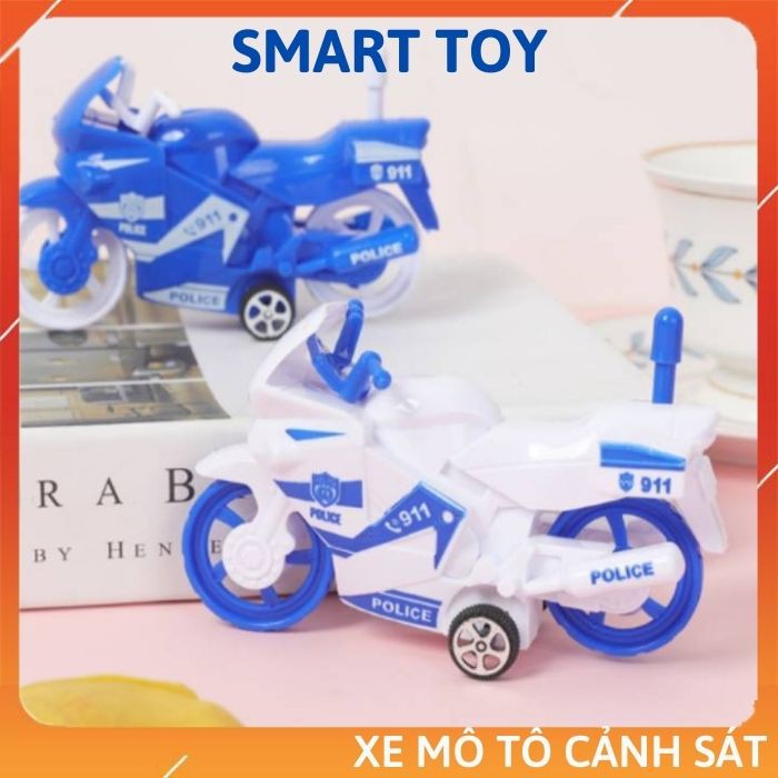 Xe đồ chơi trẻ em giải trí vận động mô hình xe mô tô cảnh sát chạy cót cho bé trai bé gái từ 3 tuổi Smart Toy  (ST19)