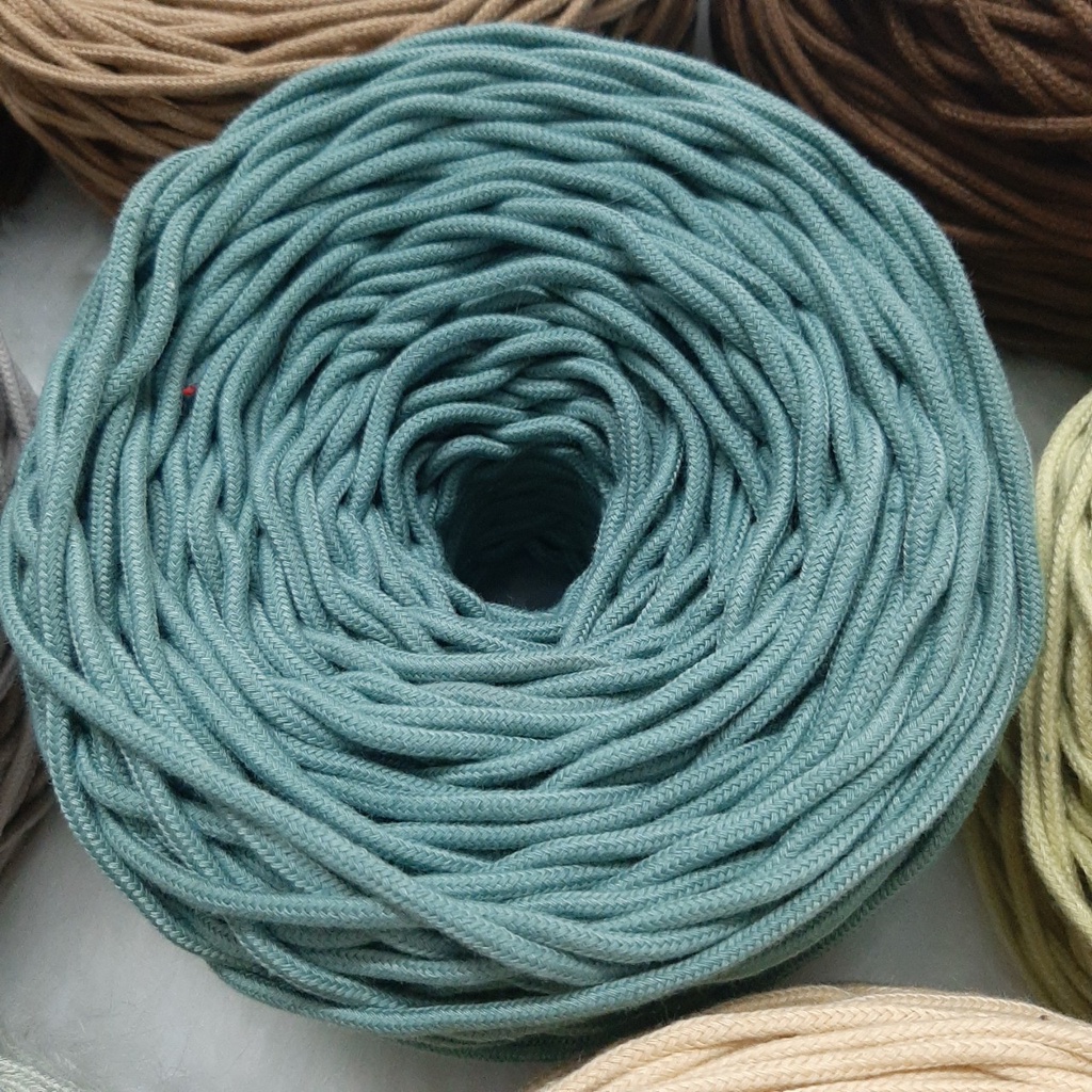 Dây dệt đan macrame, dây cotton. màu XANH Pastel- 3mm