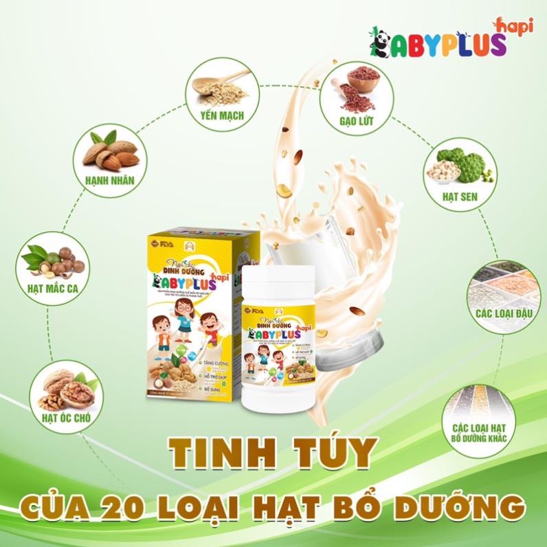 Ngũ Cốc Dinh Dưỡng Babyplus - Hapi, Giúp Tăng Cân, Tăng Chiều Cao ,Vitamin, Hết Táo Bón (Tặng Kèm Tinh Dầu Giảm Ho ,Cảm)