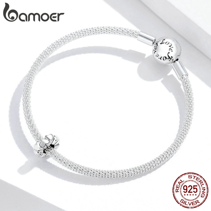 Hạt charm Bamoer SCC1521 bằng bạc 925 hình trái tim trang trí vòng tay cho nữ