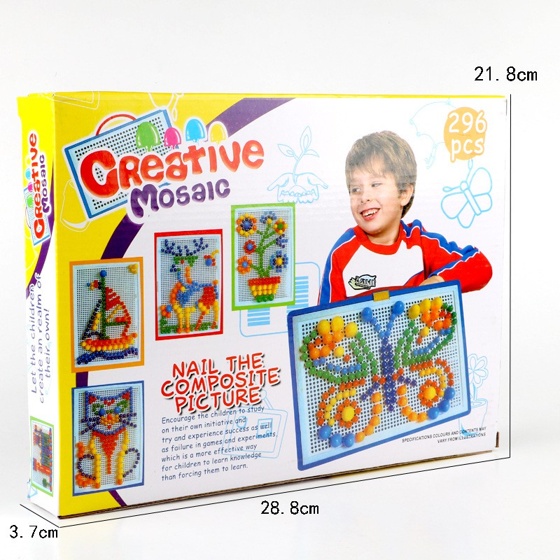 Đồ chơi xếp hình, bộ đồ chơi xếp hình lego 296 chi tiết hạt nấm hộp quai xách kích thích sự sáng tạo tư duy cho bé
