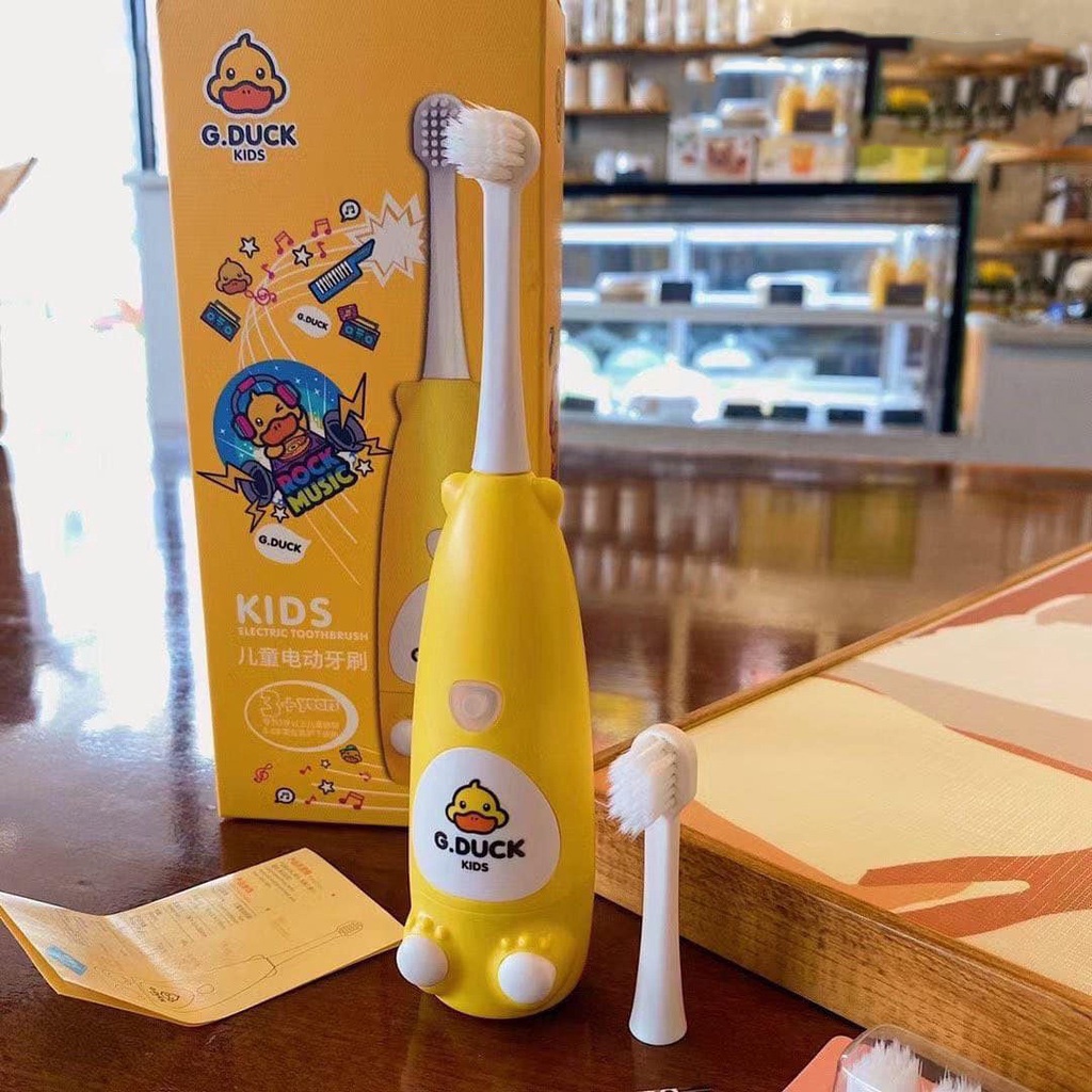 Bàn chải đánh răng tự động cho bé 1tuổi 2tuổi lông nano 5d siêu mảnh mềm hãng G Duck tặng kèm đầu thay MiibooShi S151515