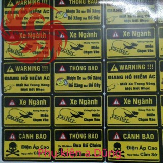 Tem cảnh báo, logo cảnh báo dán xe 3 lớp cao cấp