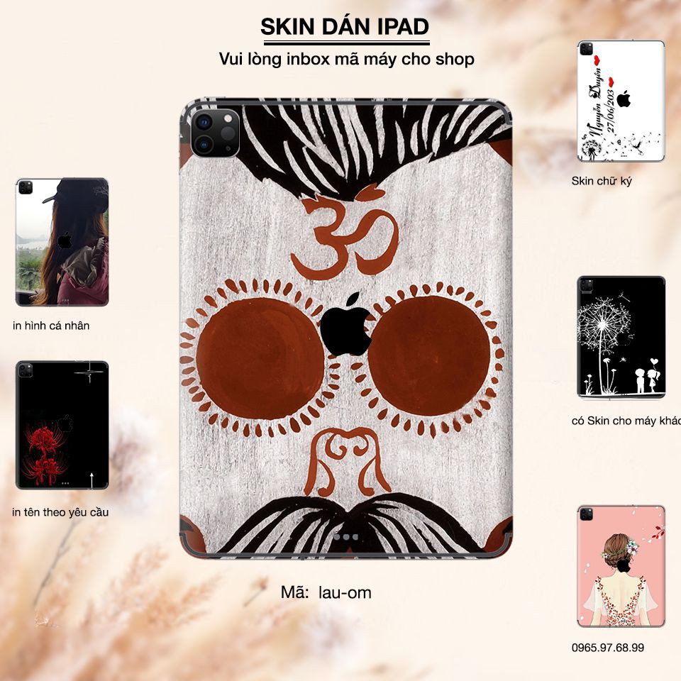 Skin dán iPad in hình Đầu Lâu OM (inbox mã máy cho Shop)