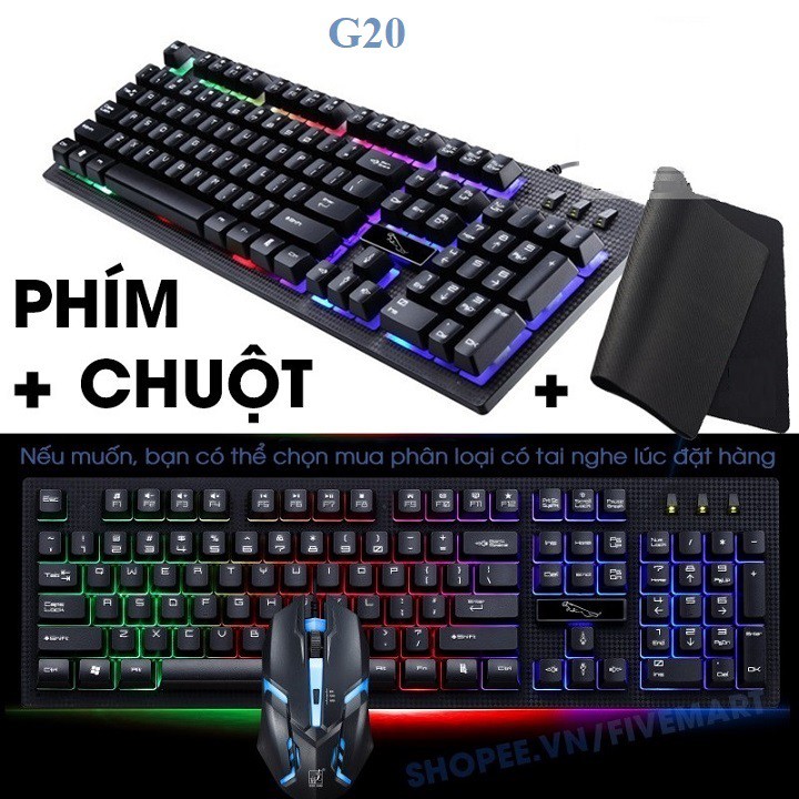 Bộ bàn phím và chuột Con Báo G20 - Phím Giả Cơ, LED Rainbow, Chuột DPI 3 Cấp | WebRaoVat - webraovat.net.vn