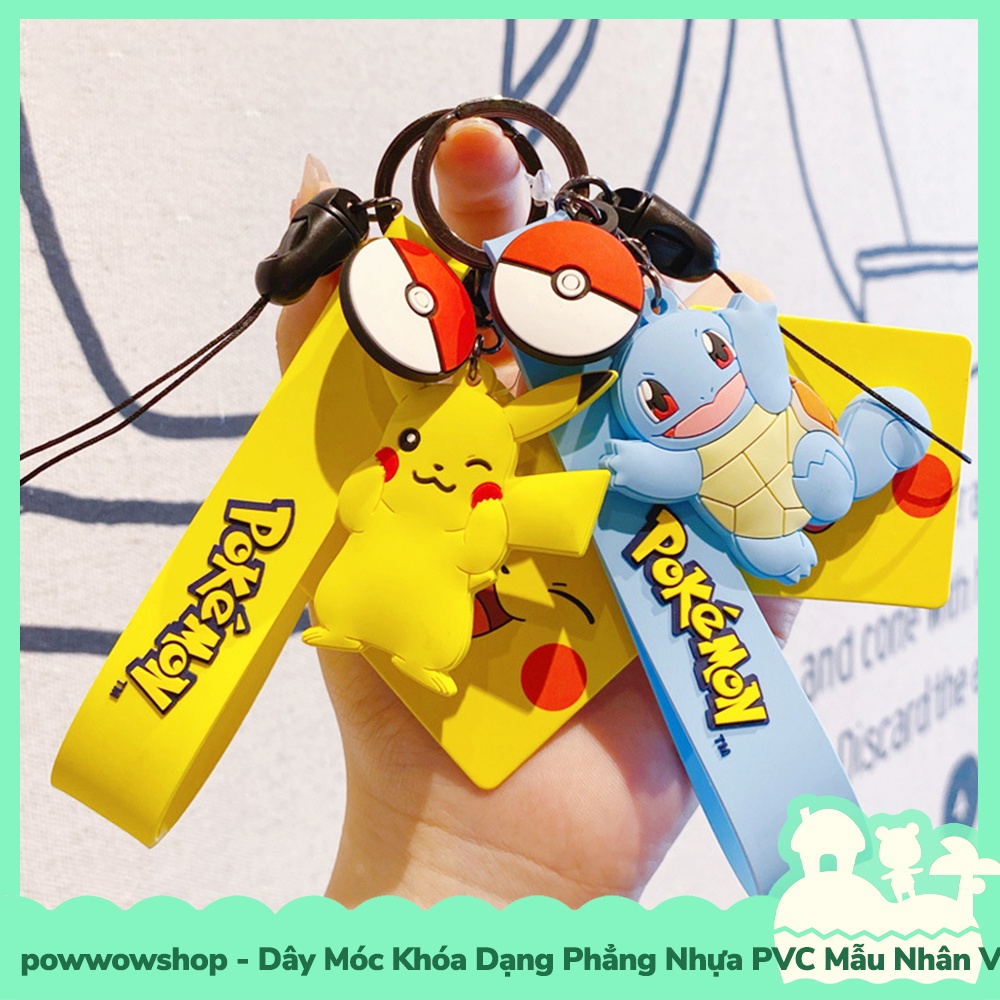 [Sẵn VN - Hỏa Tốc] Dây Móc Khóa Phẳng Nhựa PVC Mẫu Nhân Vật Hoạt Hình Anime Manga Bulbasaur, Charmander, PsyDuck
