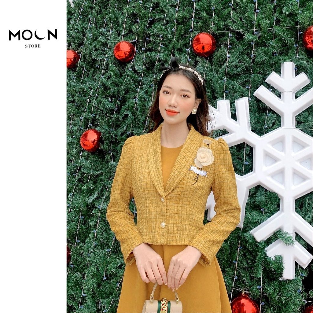 Áo khoác dạ tweed nữ công sở thu đông BVE29 - MOON STORE
