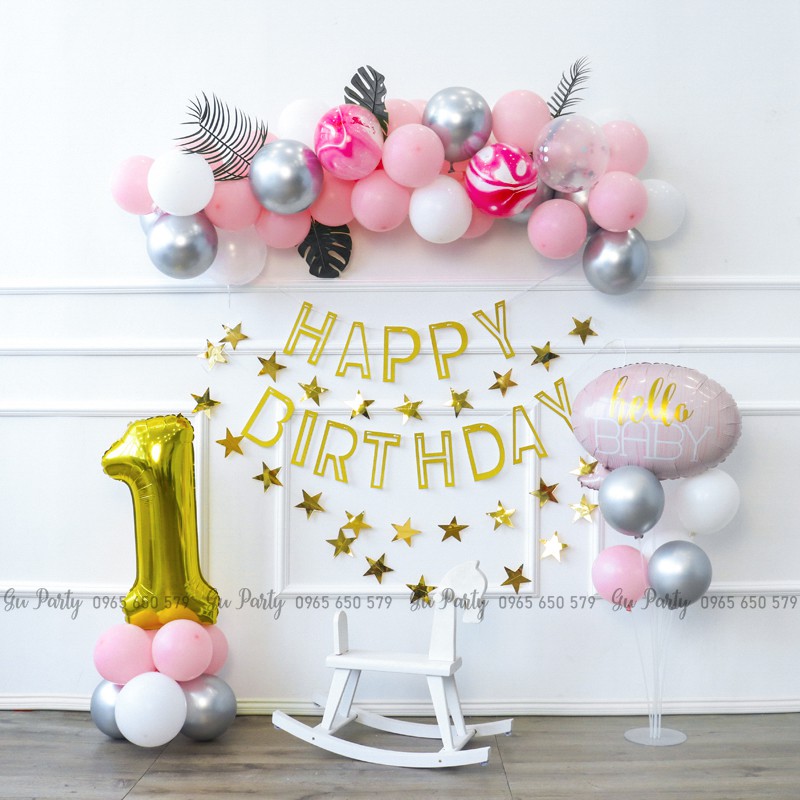 Dây Treo Happy Birthday Rỗng Ánh Kim