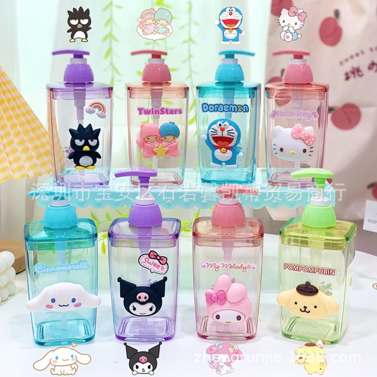 Chai rỗng trong suốt đựng sữa tắm, nước rửa tay Kitty xinh xắn