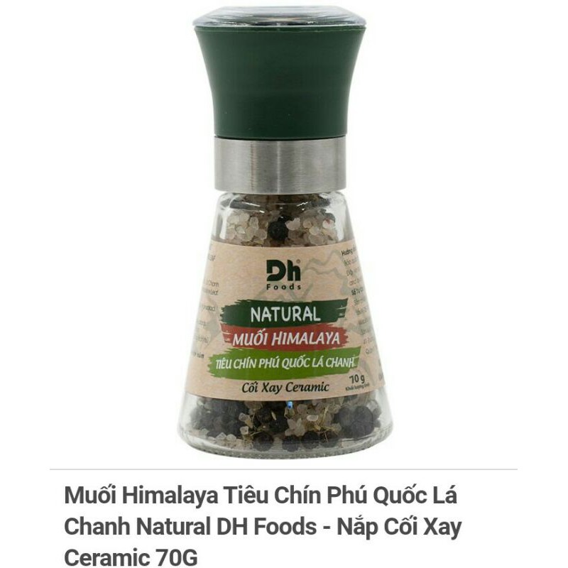 Muối Himalaya Tiêu Chín Phú Quốc Lá Chanh/ Ớt Hàn Quốc Natural DH Foods - Nắp Cối XayCeramic 70G