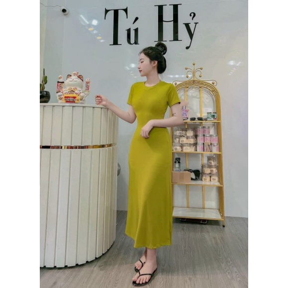 đầm dài chữ A thun lụa dẻo (kèm ảnh thật)